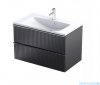 Oristo Etna szafka podumywalkowa wisząca Ryflowana 80x50x45 czarny mat OR52-SD2S-80-8R